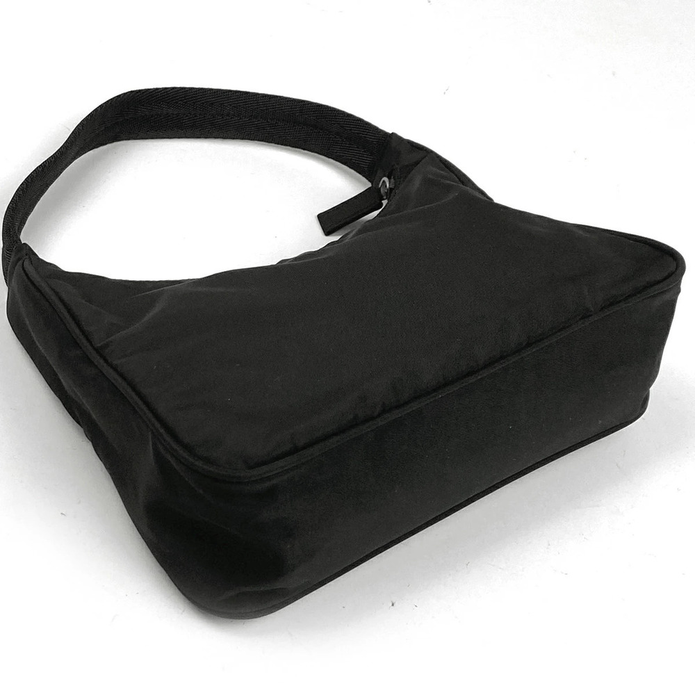 Prada Logo Plate Handbag Clutch Tote Bag Nero Black - Picture 2 of 6